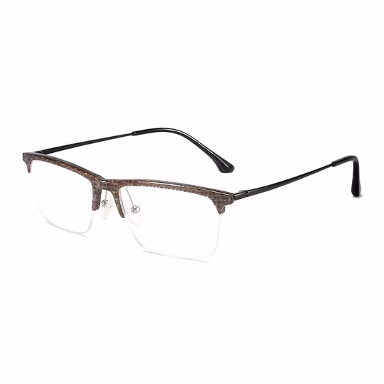 ハーフリム超軽量、チタンテンプル付きカーボンファイバーオプティカルフレーム